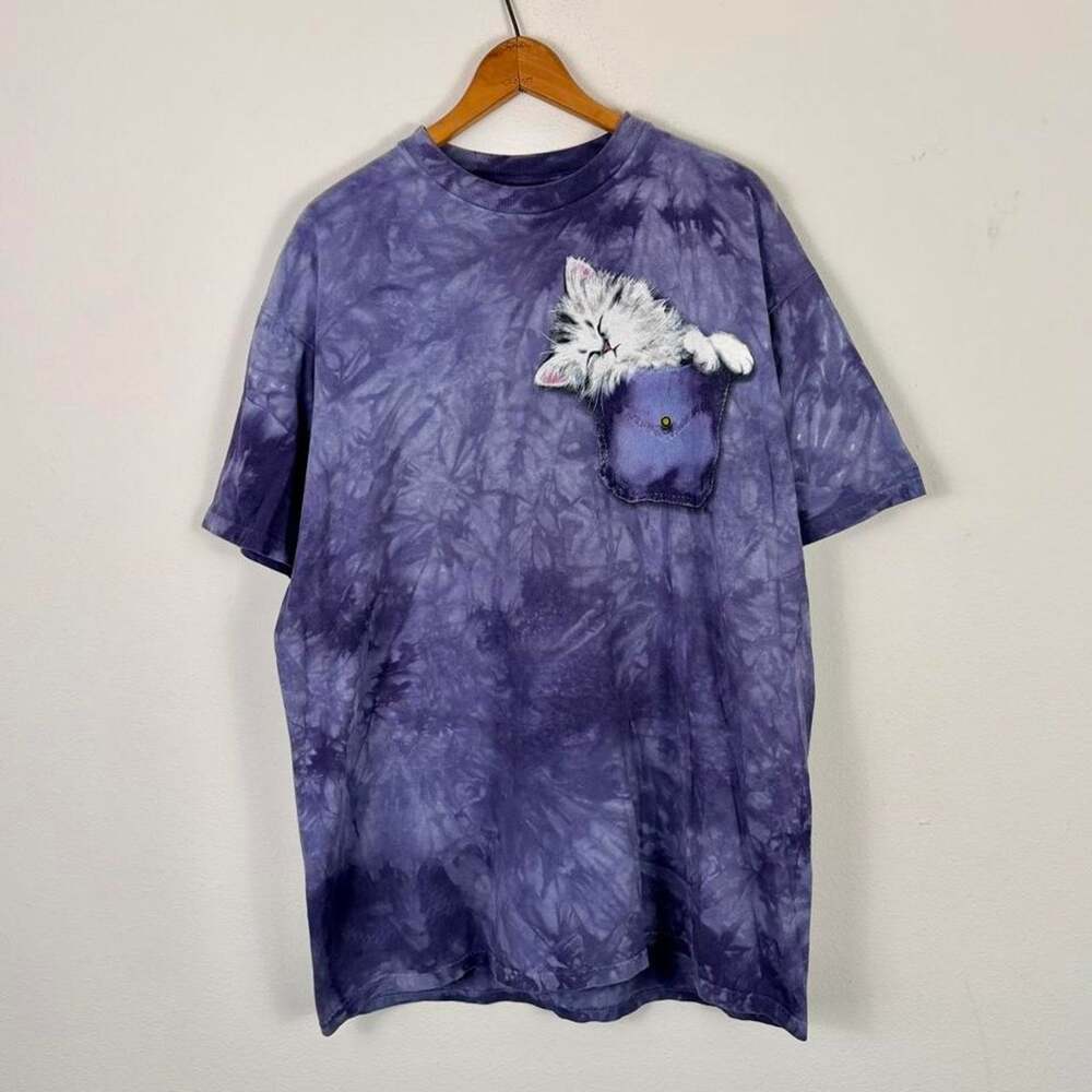 Vintage The Mountain T-Shirt Graphic Kitty Indie Cottage Tie-Dye